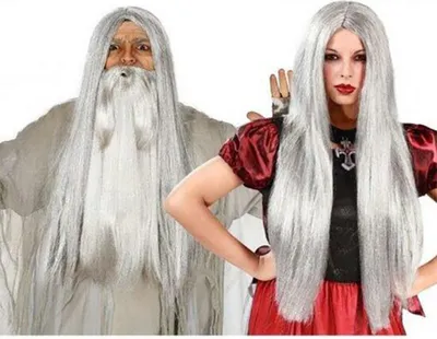 Produktbild von Hexe Mittelalter Märchenkönigin Langhaar Frisur Halloween Party Festspiel, Farbe: Grau