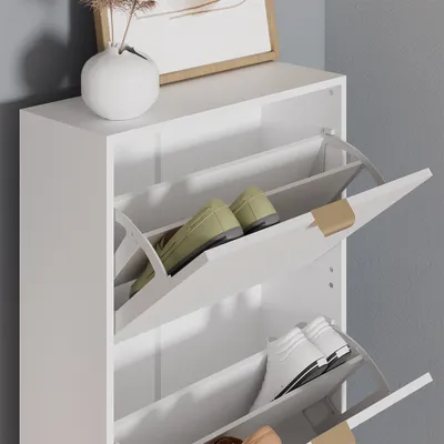Obrázek produktu pro Skříň na boty Vicco Helge Bílá 60 x 128.5 cm 3 přihrádky, Model 54235