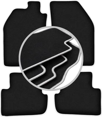 Produktbild von Fußmatten Automatten Velours Schwarz/Silber für Saab 9000 1984-1991 Set 4-tlg