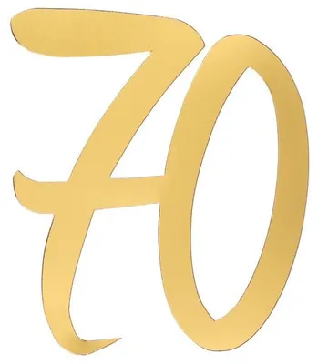Produktbild von 4er Set goldene Deko-Zahl 70 aus Pappe für Geburtstag & Jubiläum, 20 x 18 cm
