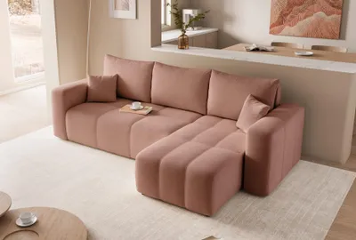 Produktbild von Idohome-Moderne Ecksofa mit Schlaffunktion und L-förmigen Steppungen, Couchgarnitur, Universale Couch, Sofa, Bettcouch, PEDROO-Farbe Altrosa Manila 29
