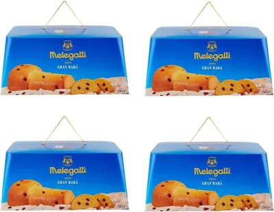 Produktbild von 4x Melegatti Gran Babà Weihnachtskuchen mit Rosinen und in Rum eingeweicht 750g