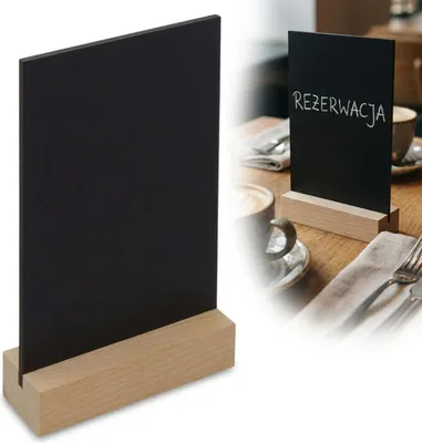 Zdjęcie produktu dla TABLICZKA REKLAMOWA INFORMACYJNA kredowa MENU A6 18x12 podstawka naturalna