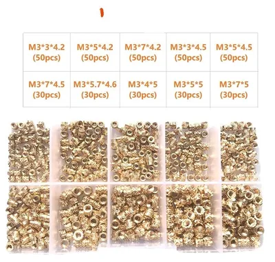 Zdjęcie produktu dla Nakrętka do montażu, mosiężna, z rowkami, rozmiar M3 (400 sztuk)