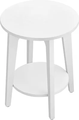 Produktbild von VASAGLE Beistelltisch, kleiner runder Tisch für das Wohnzimmer, Nachttisch für kleine Räume mit unterem Regal, moderner Stil, weiß