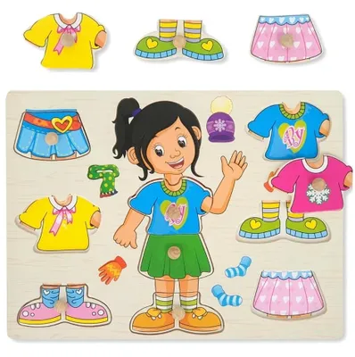 Zdjęcie produktu dla Edukacyjne Drewniane Puzzle Układanka Dziewczynka Montessori