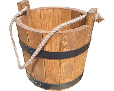 Obrázek produktu pro Květináč dřevěný VĚDRO s provazem Ø 22 x 15/20 cm 2,5 l