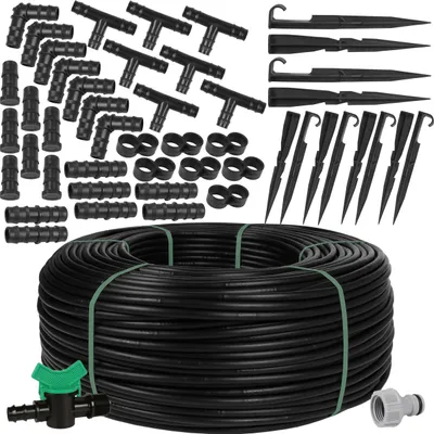 Produktbild von Schwarzer Tropfschlauch Rivulis HYDRO 16mm/0,30m/1,2l/h + Gardena Wasserhahnanschluss+Zubehör, 300m