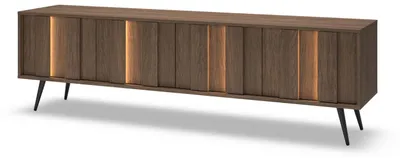 Zdjęcie produktu dla FURNLUX, stojak na telewizor, kolor: brązowy i czarny, wymiary: 184 x 54 x 40 cm