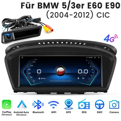 Image de Autoradio Hexinex 8,8 pouces avec CarPlay pour BMW Série 3/Série 5 E60 E90 (2004-2012) CIC – 4 Go + 64 Go, processeur octa-core, GPS, Wi-Fi, 4G-LTE, Bluetooth, USB, caméra