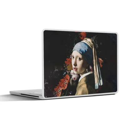 Produktbild von MuchoWow® Laptop Aufkleber Sticker Cover Das Mädchen mit dem Perlenohrring - Vermeer - Blumen 30x21 cm - Sticker für Laptop - Selbstklebend