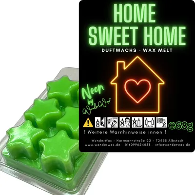 Produktbild von WonderWax Neon Duftwachs Wax Melts für Duftlampe, 6 Sterne Duftmelt Wachsmelt Sojawachs Neon Sterne für Raumdüfte, Wachs Duftöl Indoor Herbst Melts für Aromalampe Home Sweet Home