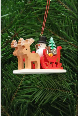 Produktbild von Christbaumschmuck Schneemann im Rentierschlitten (9,7cm) von Christian Ulbricht