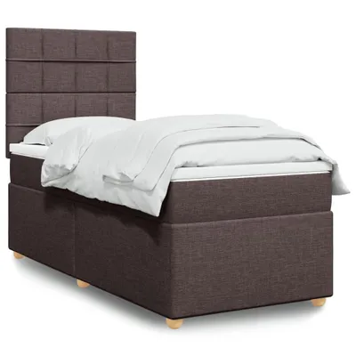 Produktbild von Design Boxspringbett mit Matratze Dunkelbraun 100x200 cm Stoff, Klassische Betten 2024 Neu