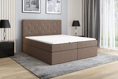 Produktbild von Boxspringbett REGIN 140 x 200 mit 2 Bettkästen, Bonell-Matratze und Topper. Farbe: Braun