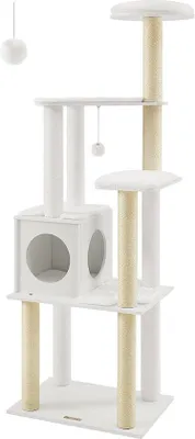 Obrázok produktu pre Veľký škrabací stĺp pre mačky Rootz – mačací strom – škrabadlo – drevotrieska – plyš – sisal – 58 cm x 40 cm x 165 cm