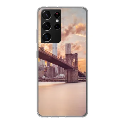 Produktbild von MuchoWow® Handyhülle Schutzhülle Hülle für Samsung Galaxy S21 Ultra Brooklyn Bridge und die New Yorker Skyline bei Sonnenuntergang Silikon Softcase Handy Hülle - Mobiltelefon