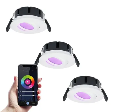 Zdjęcie produktu dla hoftronicsmart Reflektor do zabudowy 3x 8W 600lm IP65 RGBWW Biały Wifi Bluetooth