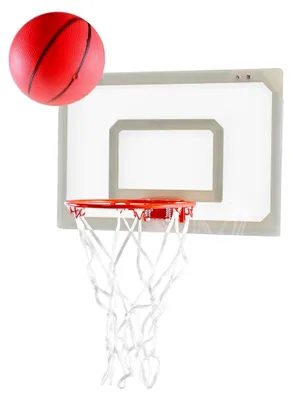 Produktbild von Mini-Basketballkorb für Tür und Wand – Basketball-Set für das Büro inkl. Ball und Luftpumpe – Acryl-Basketballbrett 45 x 30,5 cm – Geeignet für Büro, Homeoffice und Freizeit