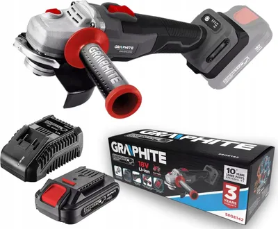 Zdjęcie produktu dla GRAPHITE Szlifierka Kątowa Akumulatorowa 125mm Bezszczotkowa + Bateria 2Ah + Ładowarka Zestaw
