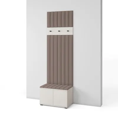 Produktbild von Garderoben-Set Napoli version 16 mit Schuhregal und Polsterplatten, Ideal für Flur und Eingangsbereich (Cashmere, Trinity 05)