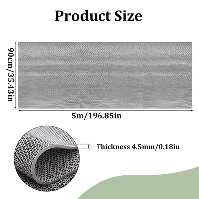 Obrázek produktu pro Drenážní rohož – PVC podlahová rohož – protiskluzová – tloušťka 4,5 mm – pro vnitřní i venkovní použití – koupelna, bazén, garáž – rozměry 0,9 x 5 m