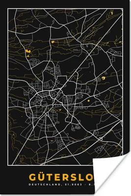 Produktbild von MuchoWow® Poster Gütersloh - Deutschland - Karte - Stadtplan - Gold 40x60 cm - Plakate für die Wand - Poster Babyzimmer