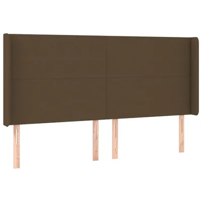 Image de vidaXL Tête de lit avec oreilles brun foncé 203x16x118/128 cm Tissu