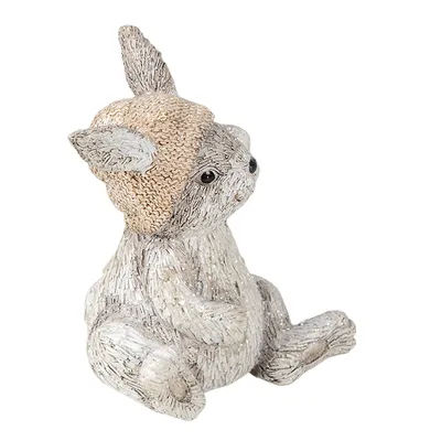 Image de Clayre & Eef Accessoires pour la maison Lapin 11*9*13 cm Gris Plastique