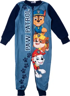 Produktbild von Paw Patrol Jumpsuit für Jungen - Overall Kinder Pyjama Schlafanzug langarm Blau, Größe:110-116