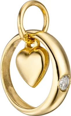Produktbild von Anhänger Taufanhänger Taufring mit Herzchen Zirkonia weiß 333 Gold Gelbgold