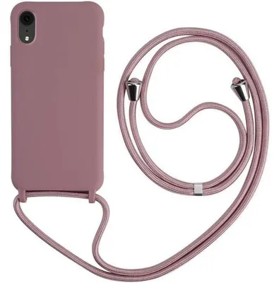 Obrázok produktu pre Puzdro na telefón iPhone XR s remienkom, tenké silikónové, nárazuvzdorné, na nosenie cez rameno, ružové