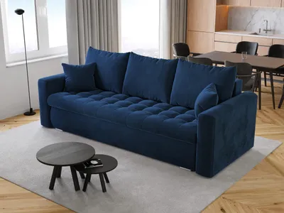 Produktbild von BroMARKT Sofa mit Schlaffunktion LUIS 200x140 cm Couch mit Bettkasten Blau
