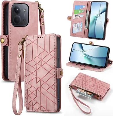 Obrázok produktu pre Pre Xiaomi Redmi 15C 5G / 4G Design Leatherette Zipper Book Wallet Case Pink