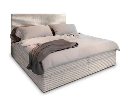 Produktbild von Masseno Boxspringbett PISA 160x200 cm Komplett-Set mit Bonell Matratze und Topper, Polsterbett mit Bettkästen -Creme, TILIA 03
