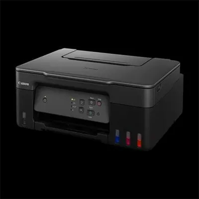 A black Canon PIXMA G2430 printer is shown against a black background.