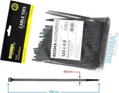 Image de Colliers de serrage BOSMA 4,8*120 mm noir (100 pièces) 5466