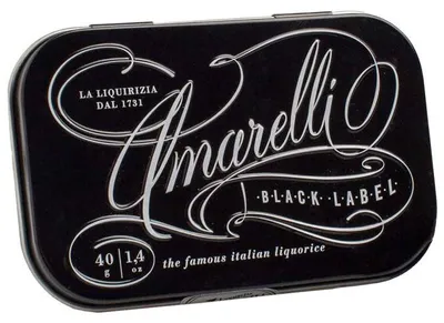 Produktbild von Amarelli Spezzata "Black Label" Lakritz in der Dose, 40 g, Amarelli Italien