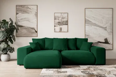 Produktbild von Ecksofa mit Schlaffunktion und Bettkasten ESKAR-L -266x176x72 cm Grün- Corner Sofa Bett Eckcouch Couch L-Form Schlafcouch Ausziehbar Wohnlandschaft Schlafsofa Cauchsofa