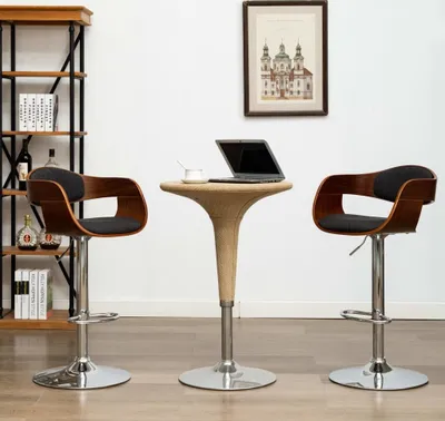 Produktbild von The Living Store Barhocker 2 Stk. Grau Bugholz und Stoff