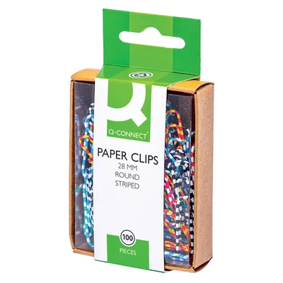 Zdjęcie produktu dla Q-Connect® KF02024 Spinacze do papieru - 28 mm, 100 sztuk zebra