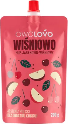 Zdjęcie produktu dla Owolovo Wiśniowo Mus Jabłkowo-Wiśniowy 200 G