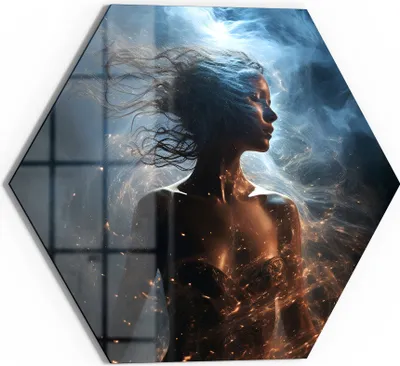 Produktbild von DEQOART Glasbild Echtglas 55x48 cm 'Kosmische Eleganz' Wandbild Bild modern Deko