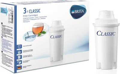 Productafbeelding van BRITA Classic Filter Cartridges - 3 Pack - Reduces limescale. chlorine and impurities - White