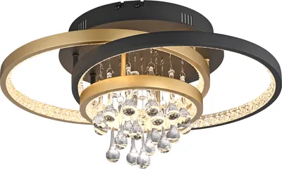 Produktbild von Paul Neuhaus LED Deckenleuchte Kristall dimmbar per Wandschalter, dekorativ schwarz/messing Wohnzimmer, Flur, Schlafzimmer