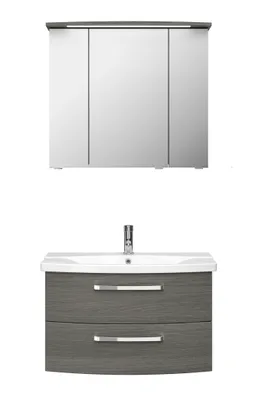 Produktbild von PELIPALSerie 4010 40100800219 Block bestehend aus:Keramik-Waschtisch, Unterschrank, Spiegelschrank mit Kranz / 84cm