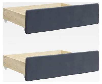 Produktbild von Bettschubladen 2 Stück, Dunkelgrau, Holzwerkstoff und Samt, Bettkasten, Schublade für Betten, Schlafzimmerzubehör