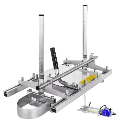 Image de Scie à chaîne pour scierie, hauteur réglable de 0 à 14 pouces, épaisseur de coupe de 1/2" à 13", compatible avec les tronçonneuses de 14 à 24 pouces, structure en aluminium et en acier, poids : 14,2 livres