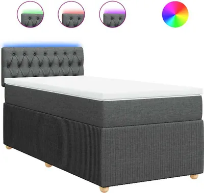 Productafbeelding van vidaXL Boxspringbed met matras, donkergrijs, 80x200 cm, gestoffeerd