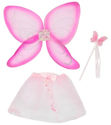 Produktbild von Schmetterlingsset rosa pink Kostüm Flügel Schmetterling